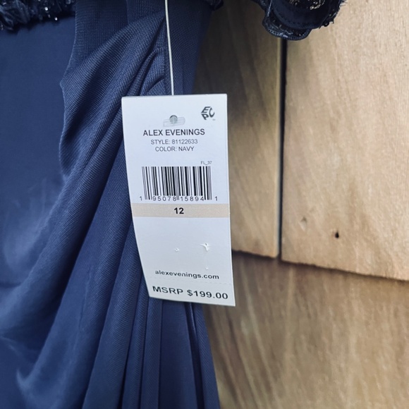 Alex Evenings Long Empire Waist Dress Soutache Bodice Cascade Ruffle Skirt 10 - Picture 10 of 15